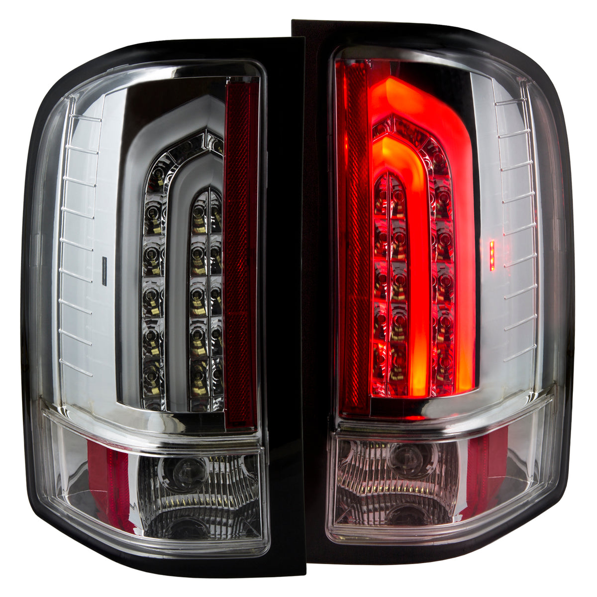 Tail Light Set Clear Lens Chrome Housing Pair Chevrolet Silverado 1500 2007-2013, 2500 HD/3500 HD 2007-2014, 3500 2007 AnzoUSA
