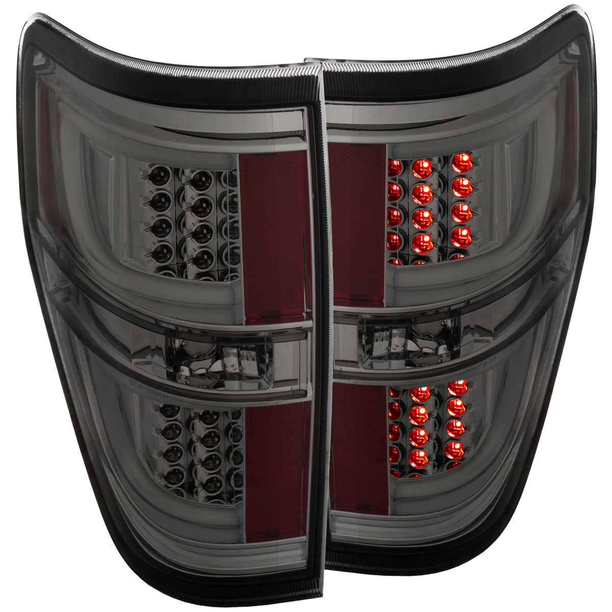 Tail Light Set LED Red/Smoke Lens Black Housing Pair Ford F-150 2009-2013 AnzoUSA