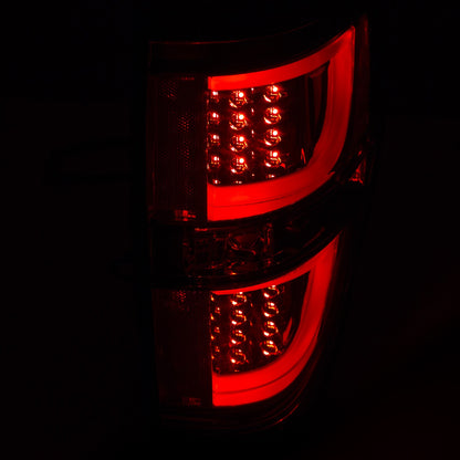 Tail Light Set LED Red/Smoke Lens Black Housing Pair Ford F-150 2009-2013 AnzoUSA-2