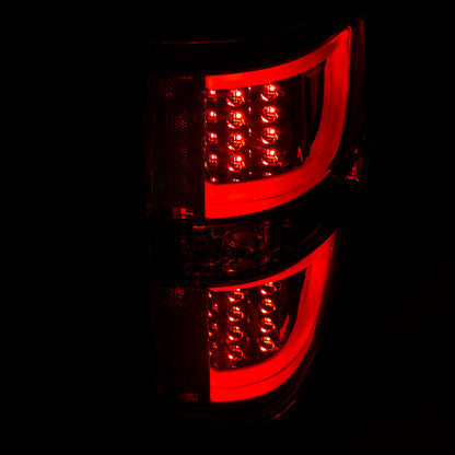 Tail Light Set LED Red/Smoke Lens Black Housing Pair Ford F-150 2009-2013 AnzoUSA-4
