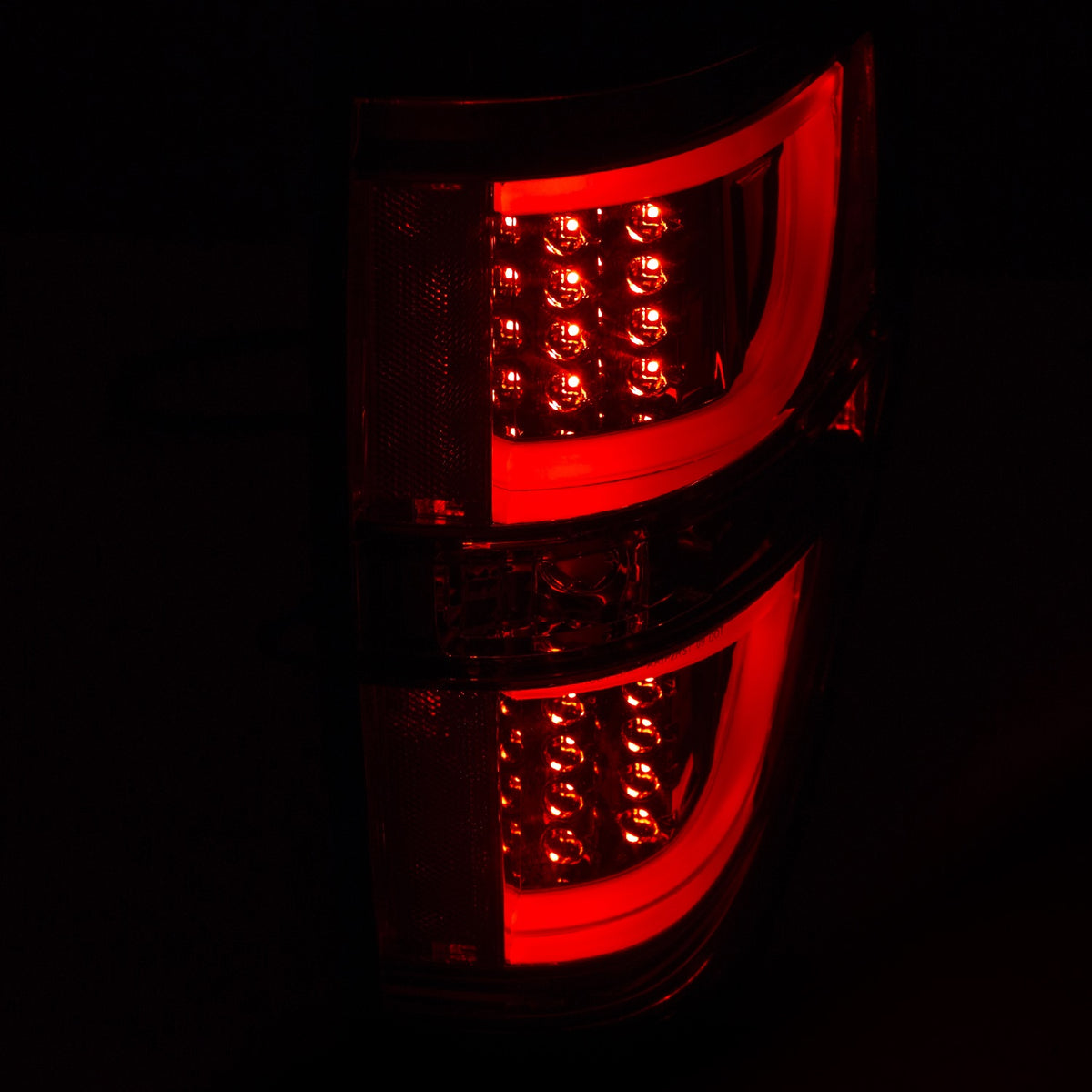 Tail Light Set LED Red/Clear Chrome Housing Pair Ford F-150 2009-2014 AnzoUSA-2