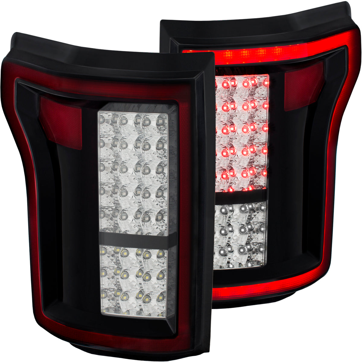 Tail Light Set LED Red/Clear Lens Pair Ford F-150 2015-2017 AnzoUSA
