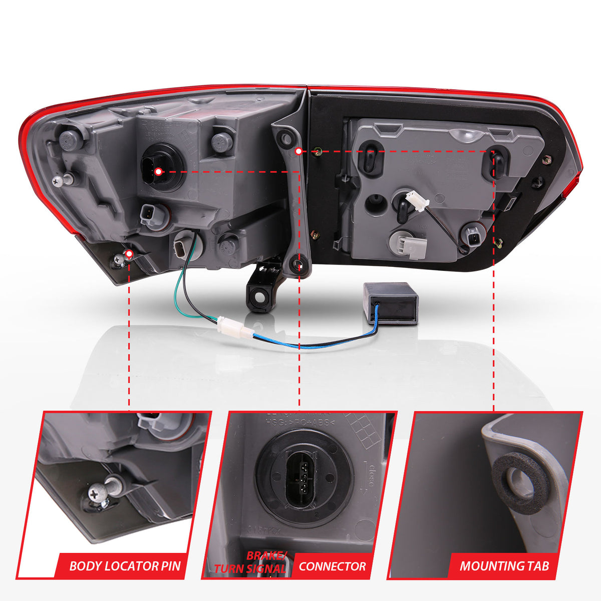 Tail Light Set LED Red/Smoke Lens Red/White Light Jeep Grand Cherokee 2014-2021, Cherokee WK 2022 AnzoUSA-4