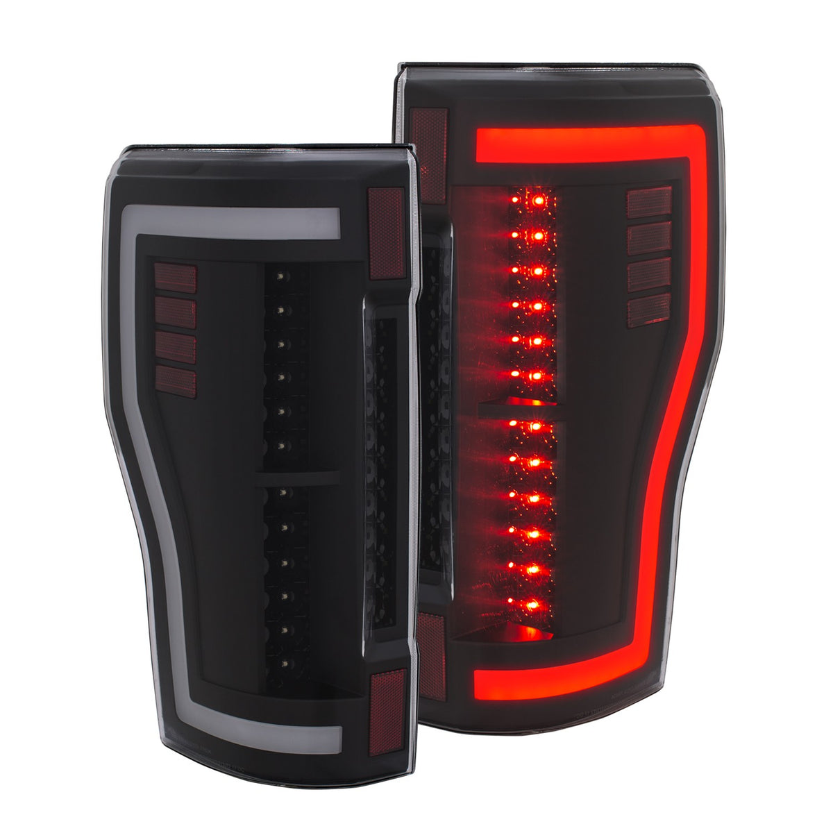 Tail Light Set LED Black Clear Lens Pair Ford F-250 Super Duty/F-350/F-450 Super Duty 2017-2019 AnzoUSA-1