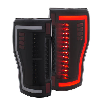 Tail Light Set LED Black Clear Lens Pair Ford F-250 Super Duty/F-350/F-450 Super Duty 2017-2019 AnzoUSA-1