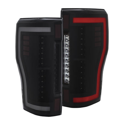 Tail Light Set LED Black Smoked Lens Pair Ford F-250 Super Duty/F-350/F-450 Super Duty 2017-2019 AnzoUSA