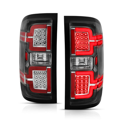 Tail Light Led Taillights Black W/ Sequential Chevrolet Silverado 1500/2500 2014-2018, 2500 HD/3500 HD 2014-2019, 3500 2015-2018, GMC Sierra 3500 HD 2015-2019 AnzoUSA-1