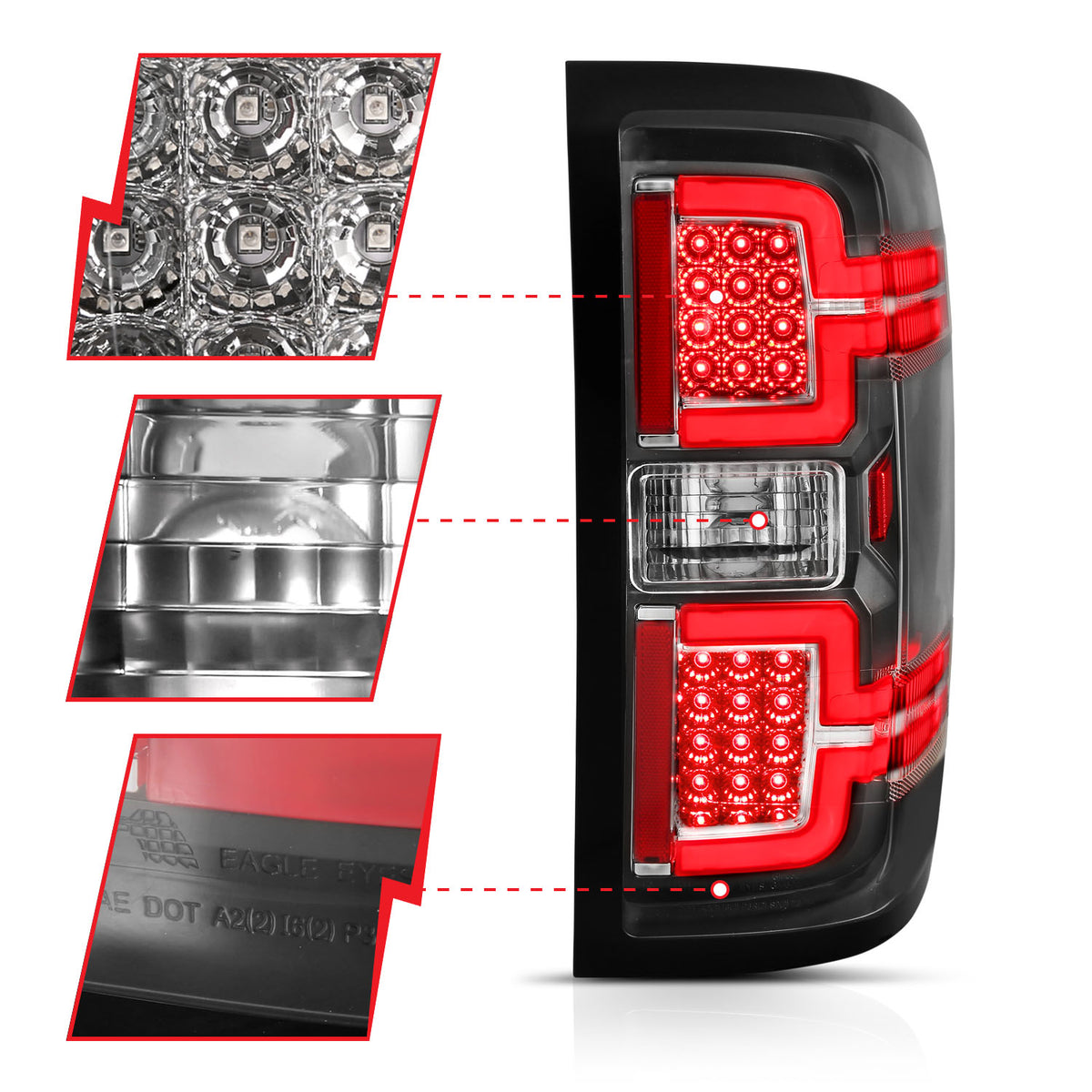 Tail Light Led Taillights Black W/ Sequential Chevrolet Silverado 1500/2500 2014-2018, 2500 HD/3500 HD 2014-2019, 3500 2015-2018, GMC Sierra 3500 HD 2015-2019 AnzoUSA-2