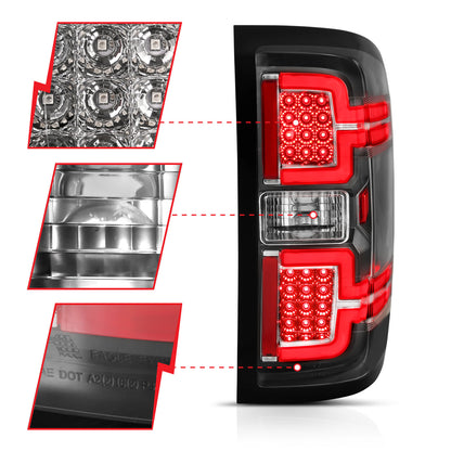 Tail Light Led Taillights Black W/ Sequential Chevrolet Silverado 1500/2500 2014-2018, 2500 HD/3500 HD 2014-2019, 3500 2015-2018, GMC Sierra 3500 HD 2015-2019 AnzoUSA-2