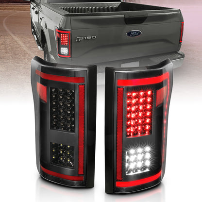 Tail Light Led Taillights Black W/ Sequential Ford F-150 2015-2017 AnzoUSA