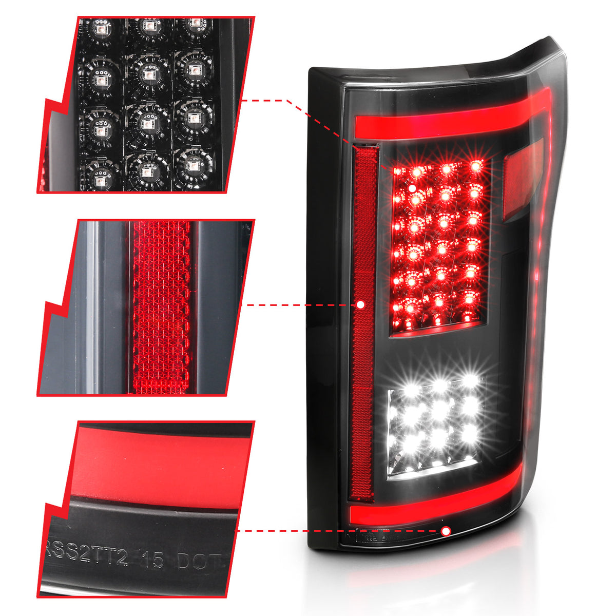 Tail Light Led Taillights Black W/ Sequential Ford F-150 2015-2017 AnzoUSA-2