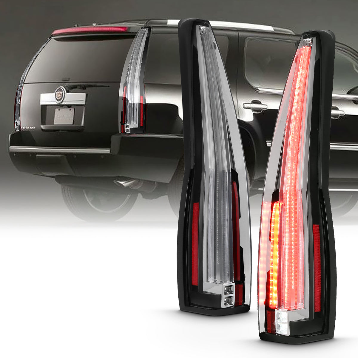 Tail Light Led Taillights Red/Clear Cadillac Escalade/ESV 2007-2014 AnzoUSA