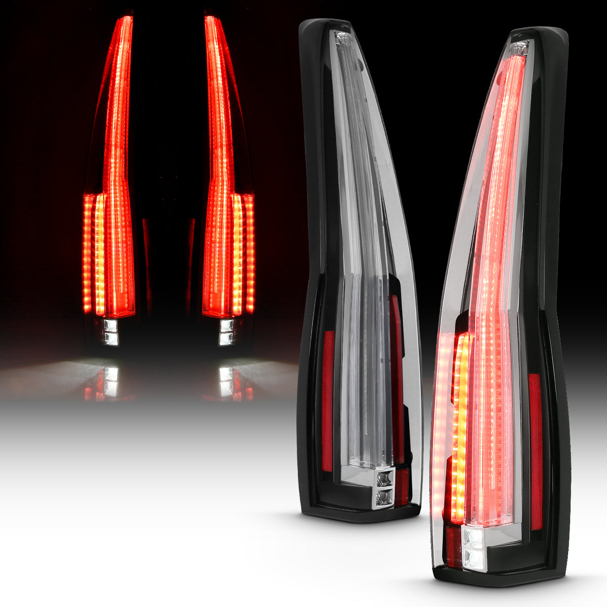 Tail Light Led Taillights Red/Clear Cadillac Escalade/ESV 2007-2014 AnzoUSA-1