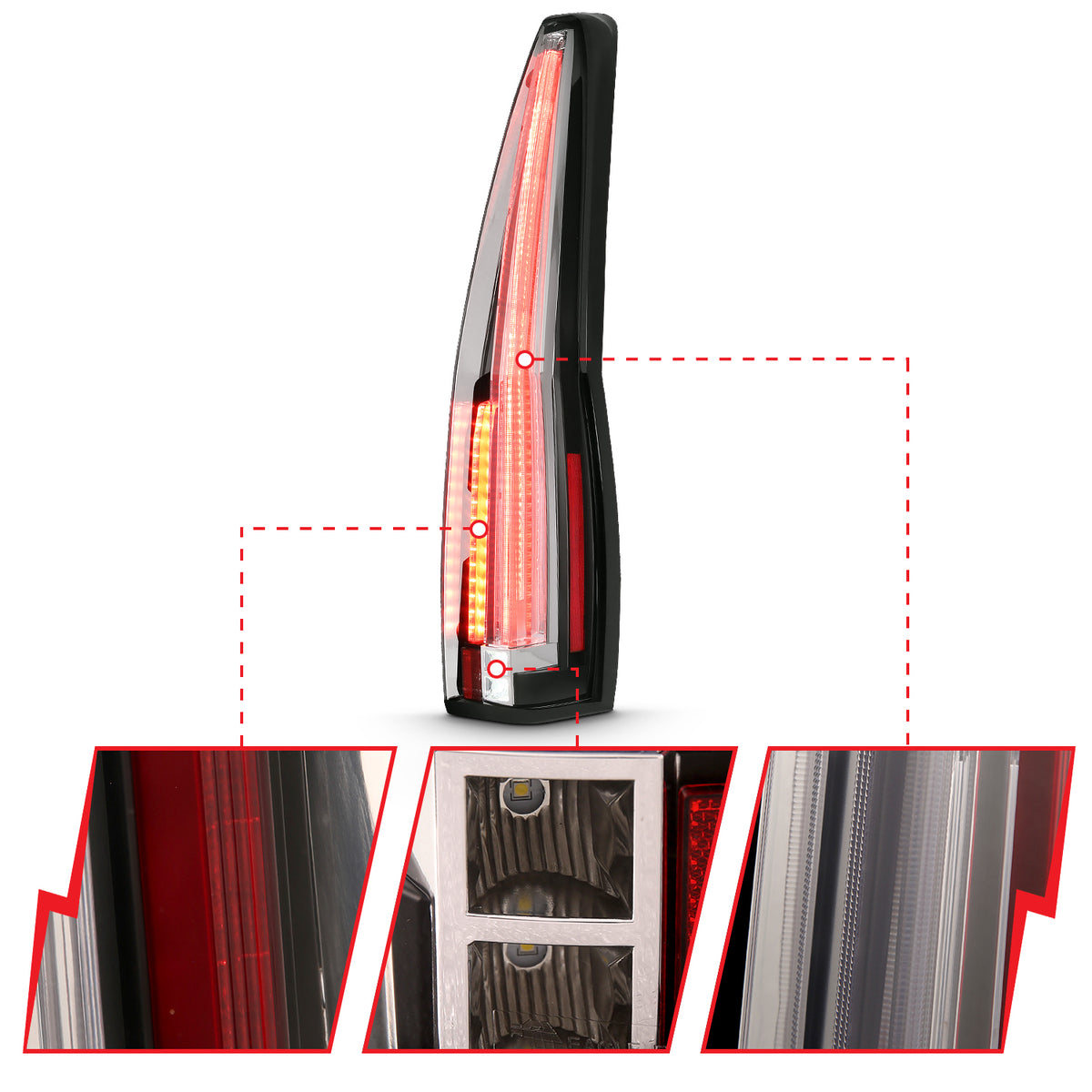 Tail Light Led Taillights Red/Clear Cadillac Escalade/ESV 2007-2014 AnzoUSA-2