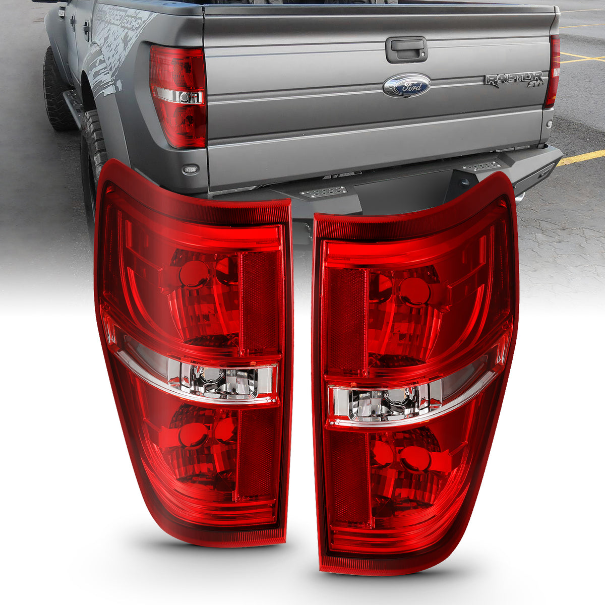 Euro Taillight Red/Clear (W/O Bulb) Ford F-150 2009-2014 AnzoUSA
