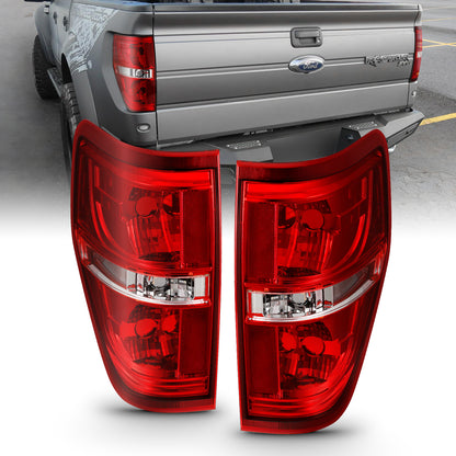 Euro Taillight Red/Clear (W/O Bulb) Ford F-150 2009-2014 AnzoUSA