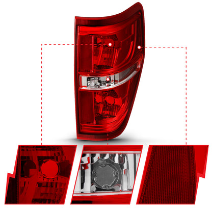 Euro Taillight Red/Clear (W/O Bulb) Ford F-150 2009-2014 AnzoUSA-2