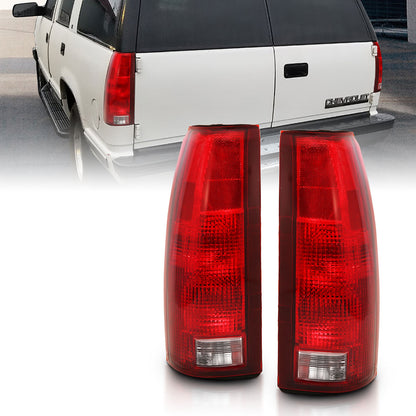 Tail Light Set Circuit Board Included Pair Chrome Housing Red/Clear Lens Cadillac Escalade 1999-2000, Chevrolet Blazer 1992-1994, C1500/C2500/C3500/K1500/K2500/K3500 1988-1999, Chevrolet Suburban 1500/Tahoe 1995-1999, GMC Yukon 1992-1999 AnzoUSA