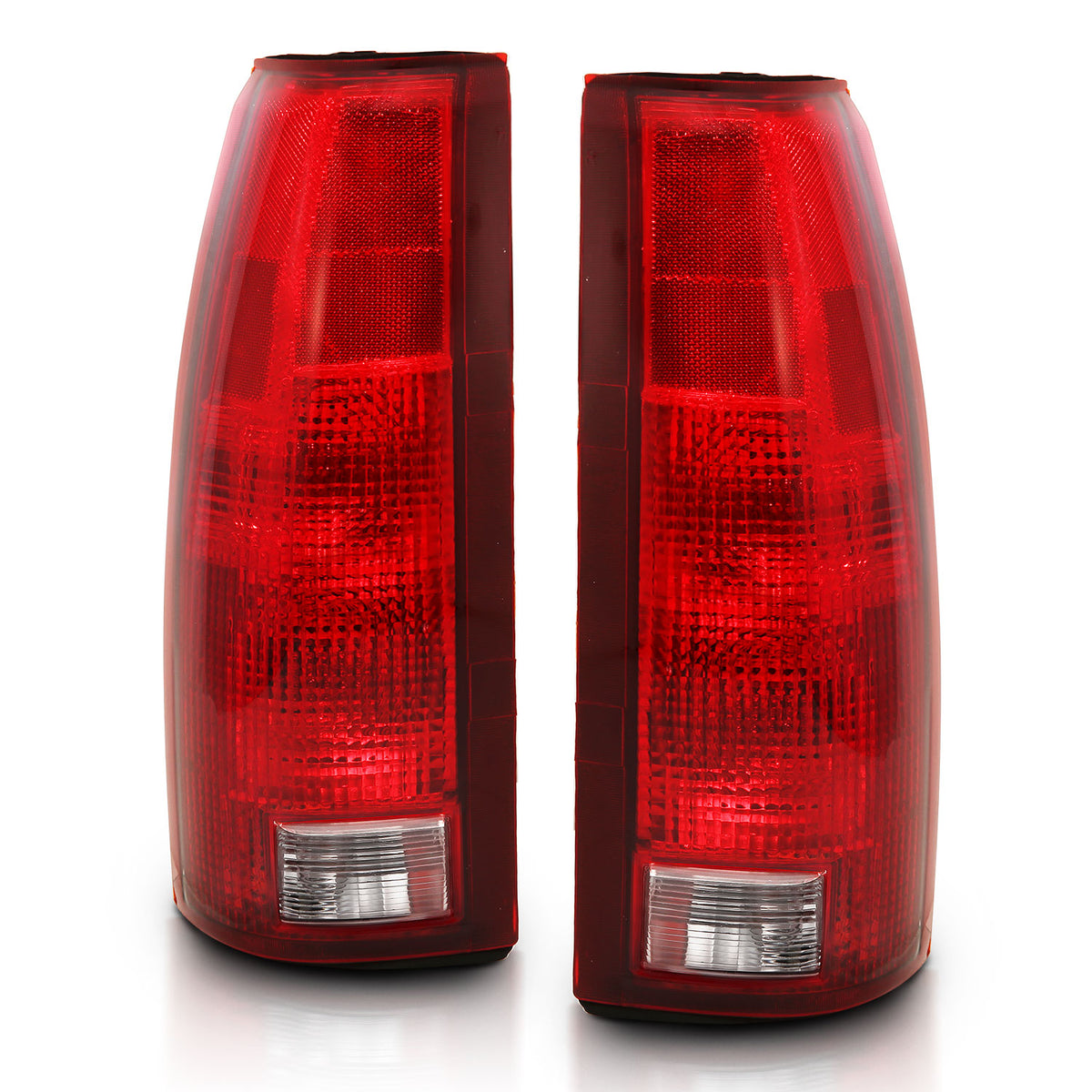 Tail Light Set Circuit Board Included Pair Chrome Housing Red/Clear Lens Cadillac Escalade 1999-2000, Chevrolet Blazer 1992-1994, C1500/C2500/C3500/K1500/K2500/K3500 1988-1999, Chevrolet Suburban 1500/Tahoe 1995-1999, GMC Yukon 1992-1999 AnzoUSA-1