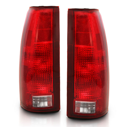 Tail Light Set Circuit Board Included Pair Chrome Housing Red/Clear Lens Cadillac Escalade 1999-2000, Chevrolet Blazer 1992-1994, C1500/C2500/C3500/K1500/K2500/K3500 1988-1999, Chevrolet Suburban 1500/Tahoe 1995-1999, GMC Yukon 1992-1999 AnzoUSA-1