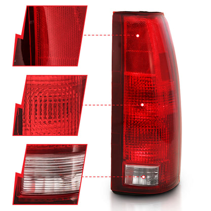 Tail Light Set Circuit Board Included Pair Chrome Housing Red/Clear Lens Cadillac Escalade 1999-2000, Chevrolet Blazer 1992-1994, C1500/C2500/C3500/K1500/K2500/K3500 1988-1999, Chevrolet Suburban 1500/Tahoe 1995-1999, GMC Yukon 1992-1999 AnzoUSA-2