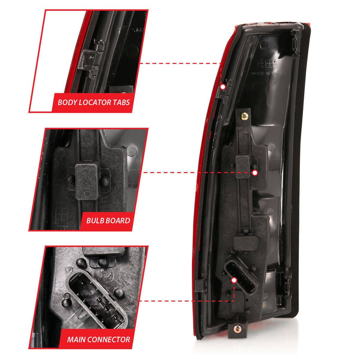 Tail Light Set Circuit Board Included Pair Chrome Housing Red/Clear Lens Cadillac Escalade 1999-2000, Chevrolet Blazer 1992-1994, C1500/C2500/C3500/K1500/K2500/K3500 1988-1999, Chevrolet Suburban 1500/Tahoe 1995-1999, GMC Yukon 1992-1999 AnzoUSA-4