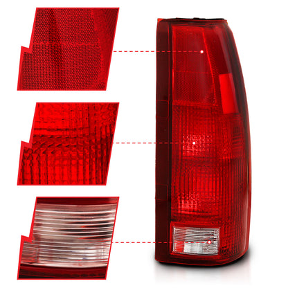 Tail Light Set Chrome Housing Red/Clear Lens Pair Cadillac Escalade 1999-2000, Chevrolet Blazer 1992-1994, C1500/C2500/C3500/K1500/K2500/K3500 1988-1999, Chevrolet Suburban 1500/Tahoe 1995-1999, GMC Yukon 1992-1999 AnzoUSA-1