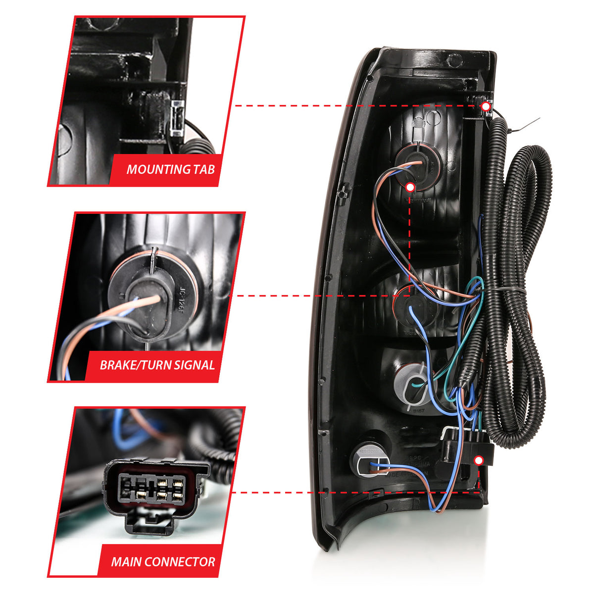 Tail Light Set Chrome Housing Red/Clear Lens Pair Chevrolet Silverado 1500/2500/2500 HD/3500 2003-2007, 1500 HD 2005-2007, 3500 HD 2007 AnzoUSA-4