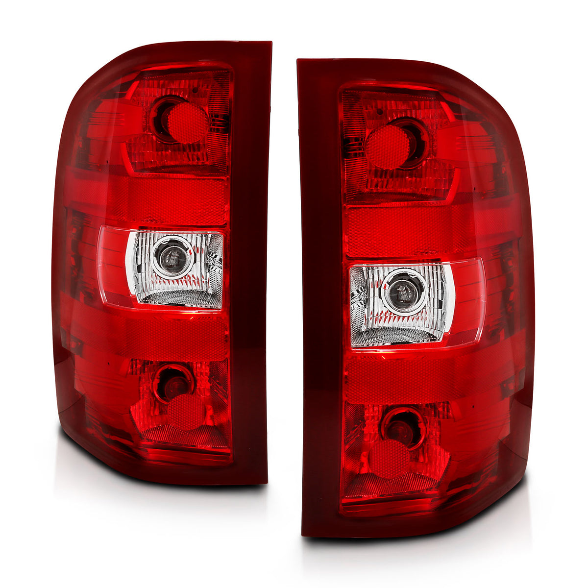 Tail Light Set Chrome Housing Red/Clear Lens Pair Chevrolet Silverado 1500/3500 2007-2013, 1500 HD 2007, 2500/2500 HD/3500 HD 2007-2014 AnzoUSA