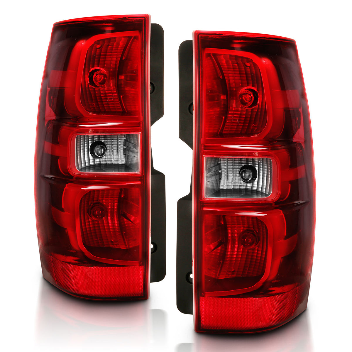 Tail Light Set Chrome Housing Red/Clear Lens Pair Chevrolet Suburban 2014, Chevrolet Suburban 1500/Tahoe 2007-2014, 2500 2007-2013 AnzoUSA-1