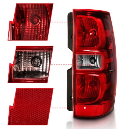 Tail Light Set Chrome Housing Red/Clear Lens Pair Chevrolet Suburban 2014, Chevrolet Suburban 1500/Tahoe 2007-2014, 2500 2007-2013 AnzoUSA-2