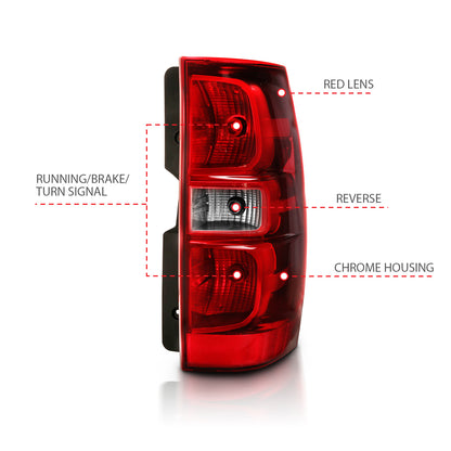 Tail Light Set Chrome Housing Red/Clear Lens Pair Chevrolet Suburban 2014, Chevrolet Suburban 1500/Tahoe 2007-2014, 2500 2007-2013 AnzoUSA-3