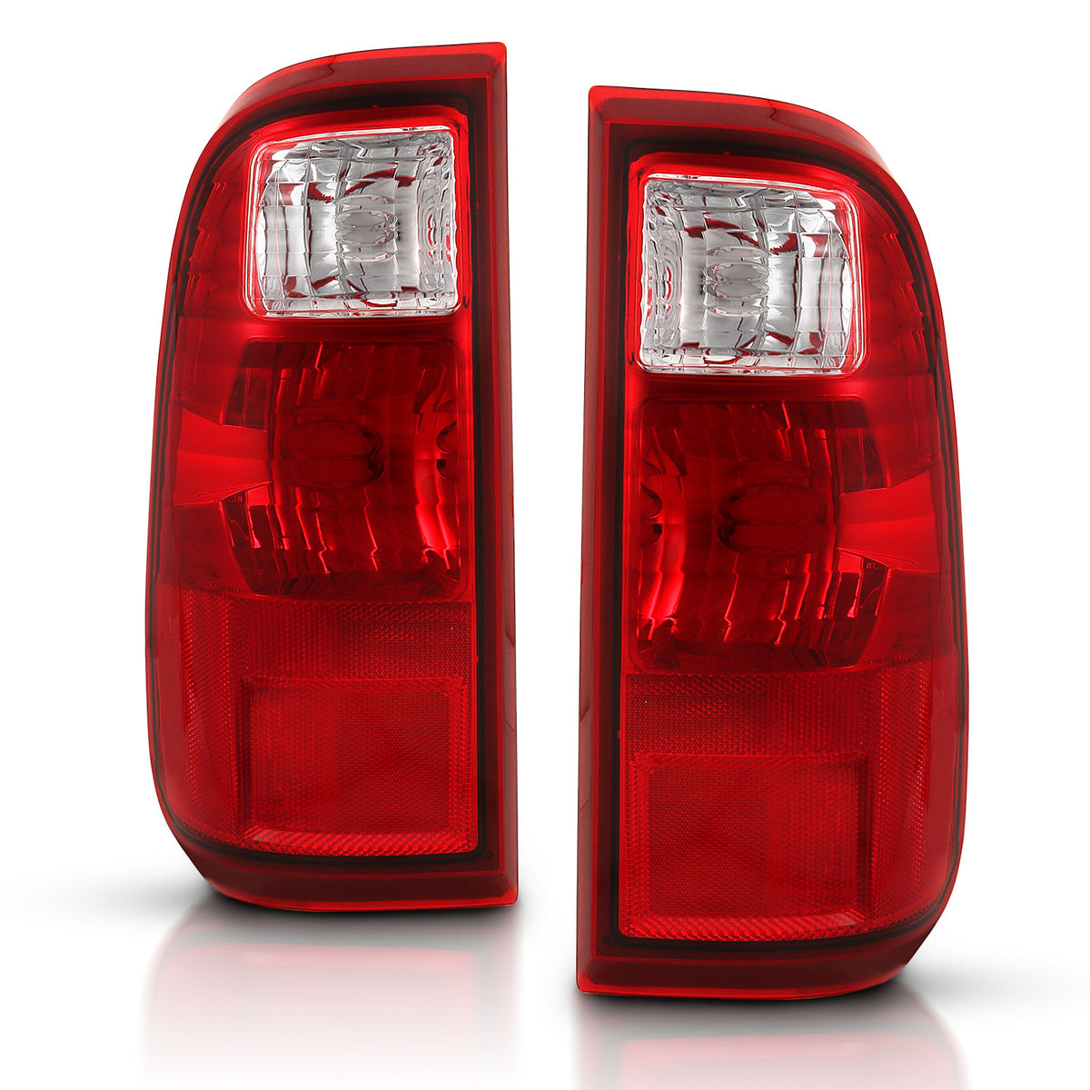 Tail Light Set Chrome Housing Red/Clear Lens Pair Ford F-250 Super Duty/F-350/F-450 Super Duty 2008-2016 AnzoUSA-1