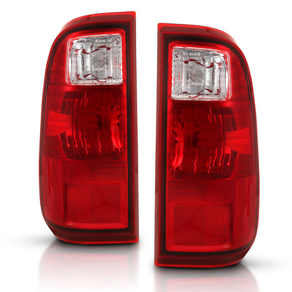 Tail Light Set Chrome Housing Red/Clear Lens Pair Ford F-250 Super Duty/F-350/F-450 Super Duty 2008-2016 AnzoUSA-1