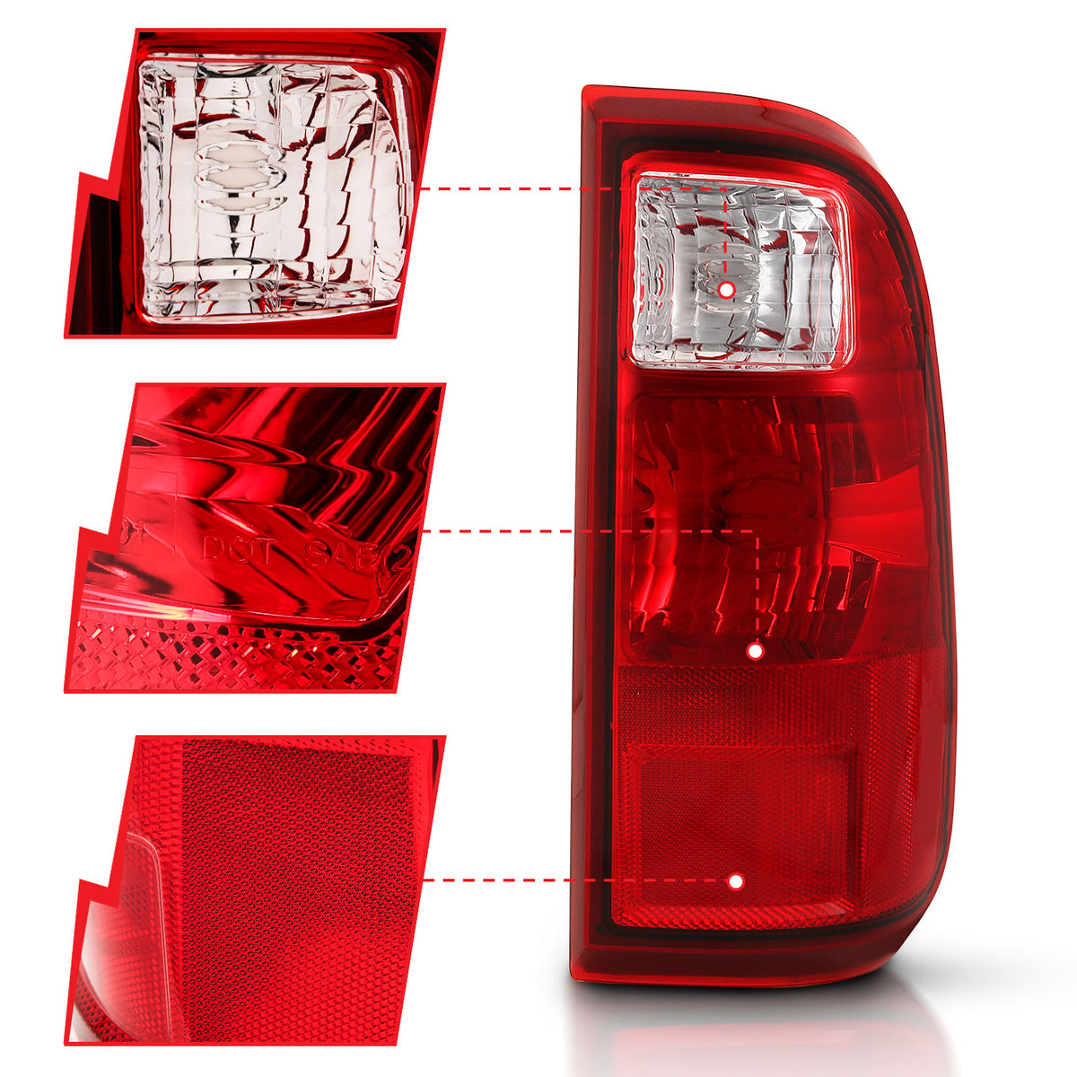 Tail Light Set Chrome Housing Red/Clear Lens Pair Ford F-250 Super Duty/F-350/F-450 Super Duty 2008-2016 AnzoUSA-2