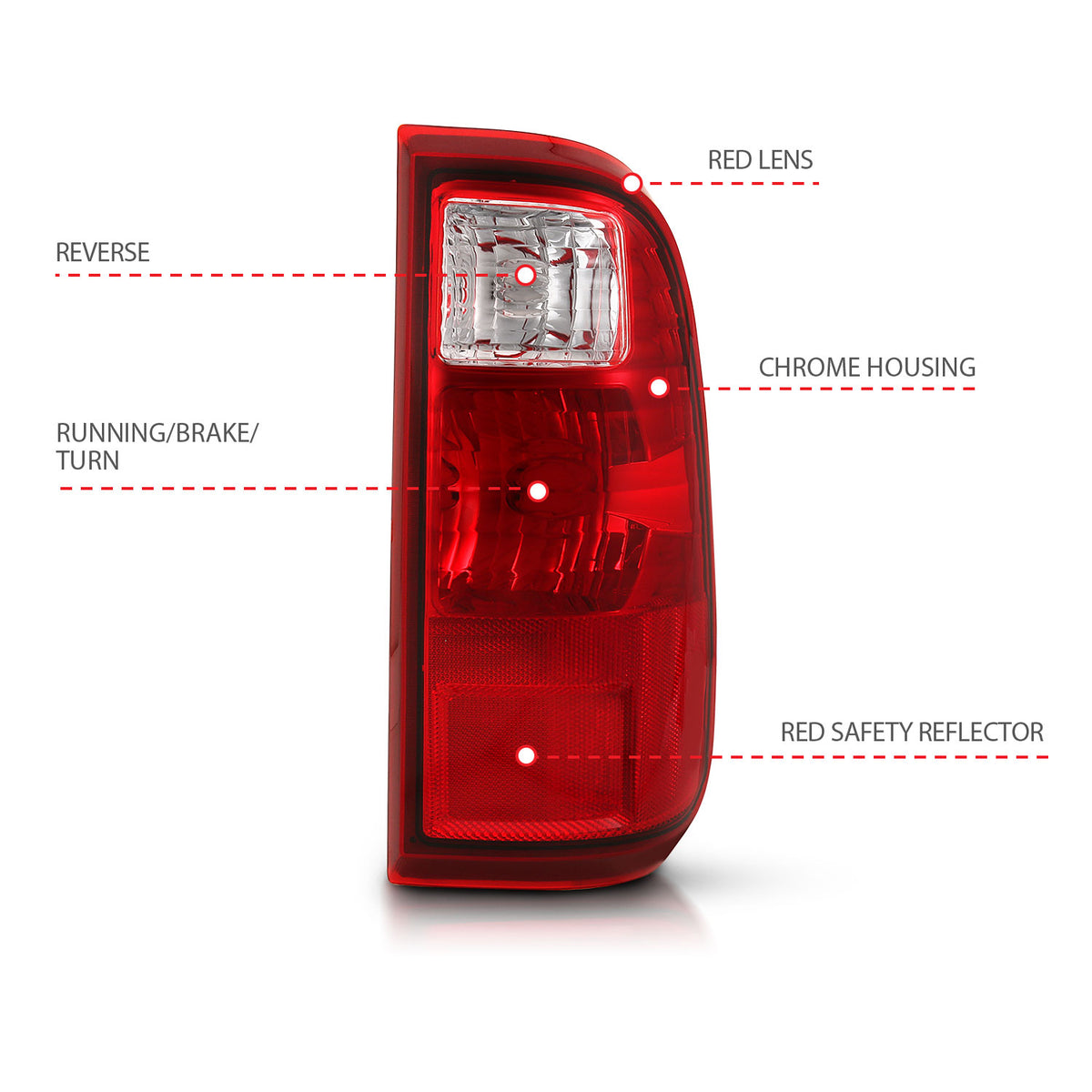 Tail Light Set Chrome Housing Red/Clear Lens Pair Ford F-250 Super Duty/F-350/F-450 Super Duty 2008-2016 AnzoUSA-3