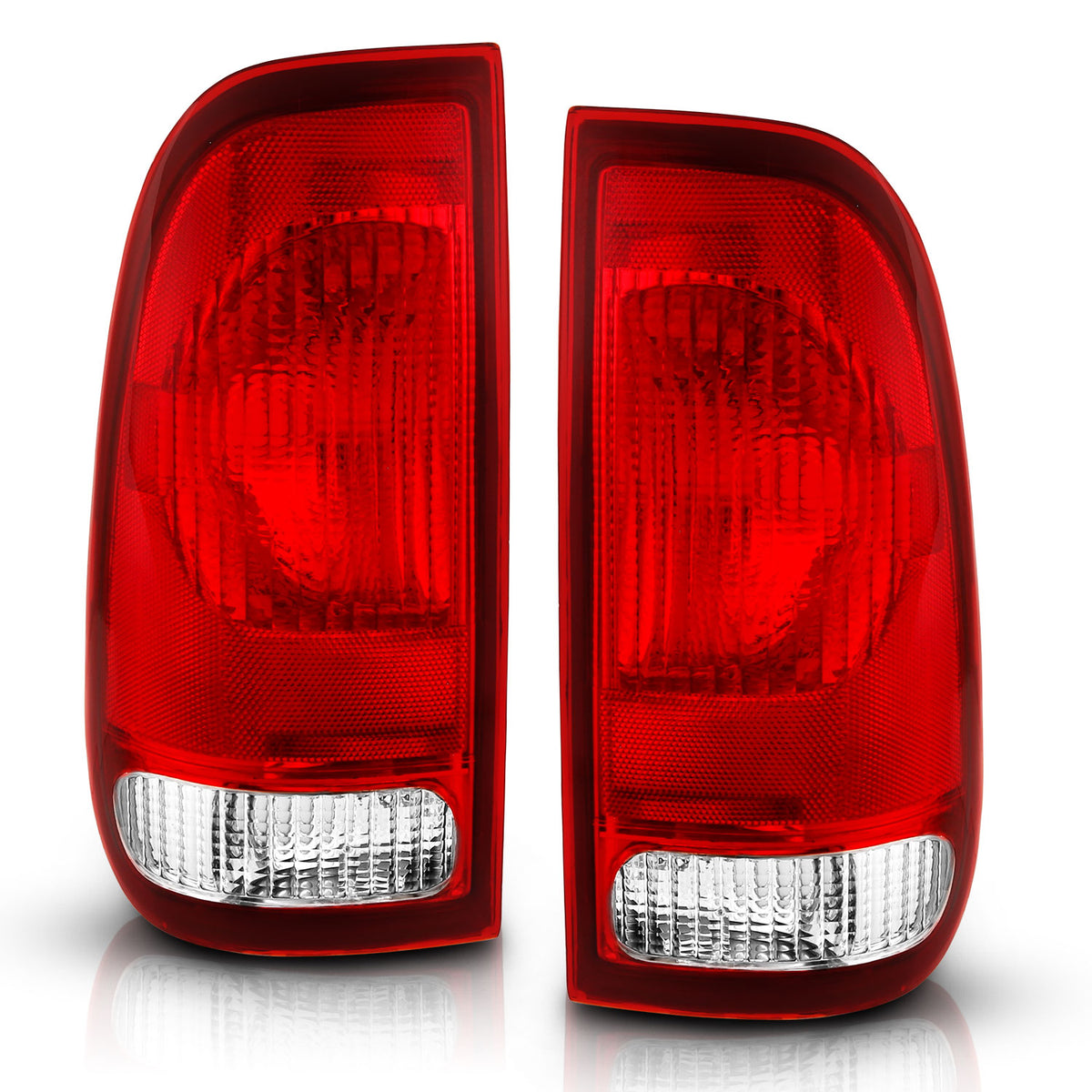Tail Light Set Chrome Housing Red/Clear Lens Pair Ford F-150 1997-2003, Ford F-250/F-350/F-450/F-550 Super Duty 1999-2007 AnzoUSA-1