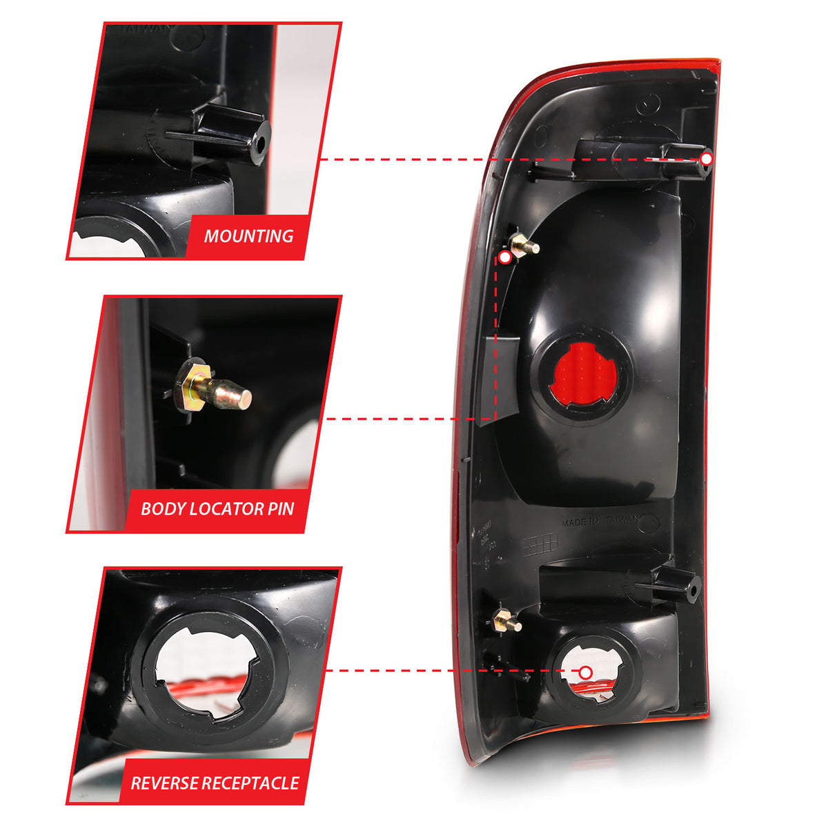 Tail Light Set Chrome Housing Red/Clear Lens Pair Ford F-150 1997-2003, Ford F-250/F-350/F-450/F-550 Super Duty 1999-2007 AnzoUSA-4