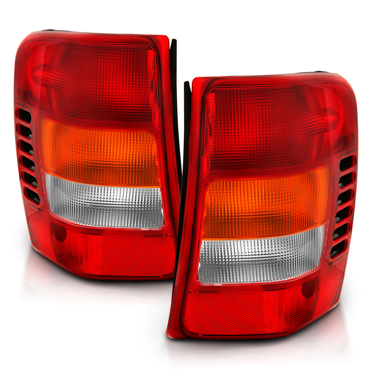 Tail Light Set Chrome Housing Red/Clear Lens Pair Jeep Grand Cherokee 1999-2004 AnzoUSA