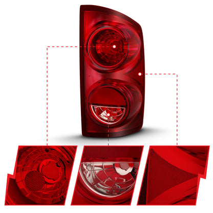 Tail Light Set Red Lens (Oe) Dodge Ram 1500/2500/3500 2007-2008 AnzoUSA-2