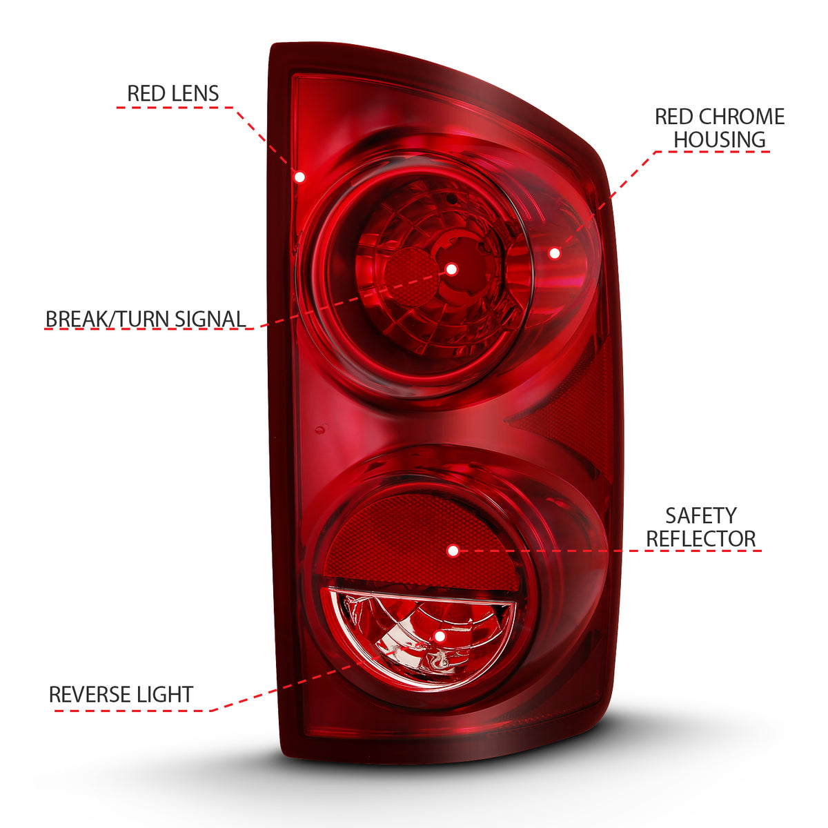 Tail Light Set Red Lens (Oe) Dodge Ram 1500/2500/3500 2007-2008 AnzoUSA-3