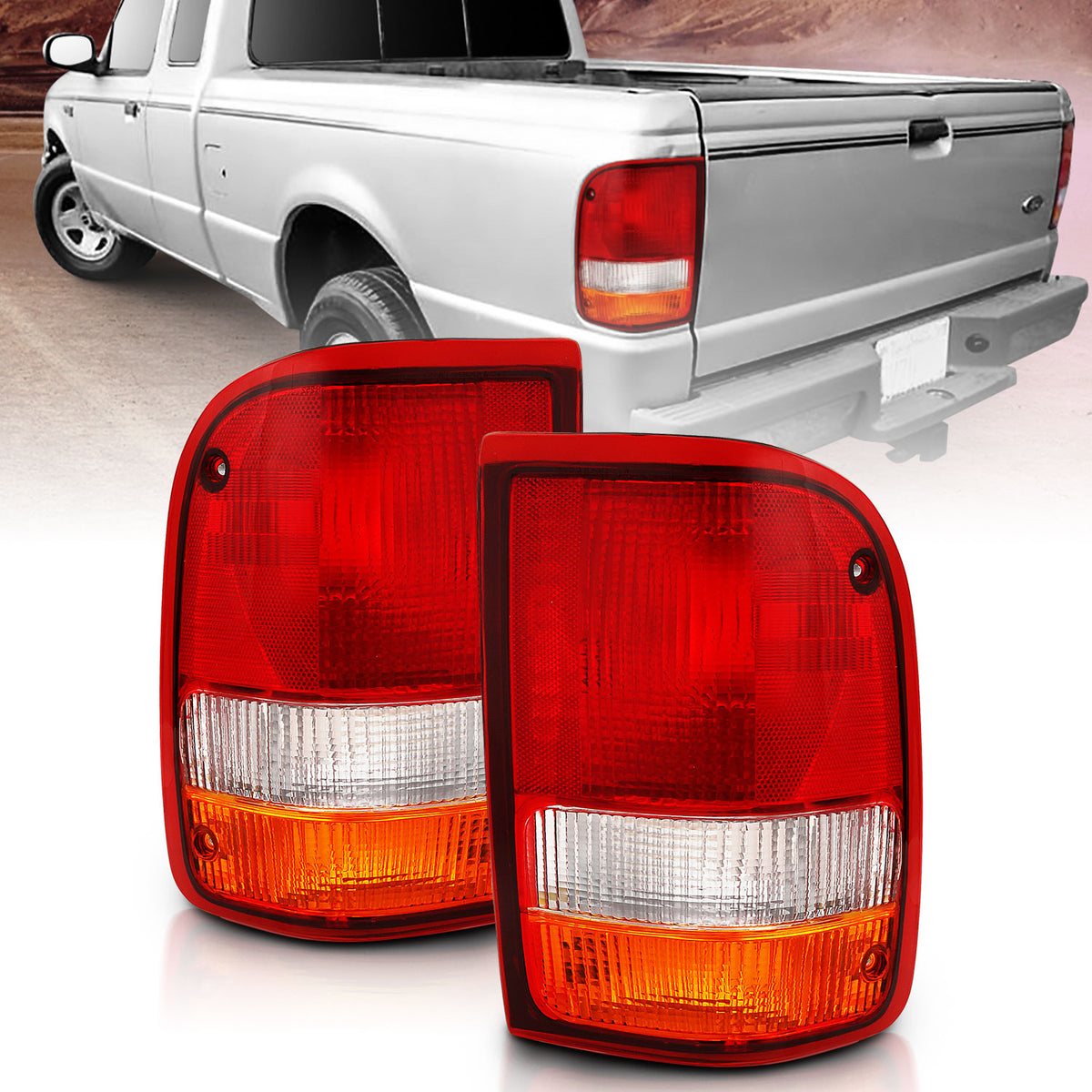 Tail Light Set Red/Clear (Oe) Ford Ranger 1993-1997 AnzoUSA