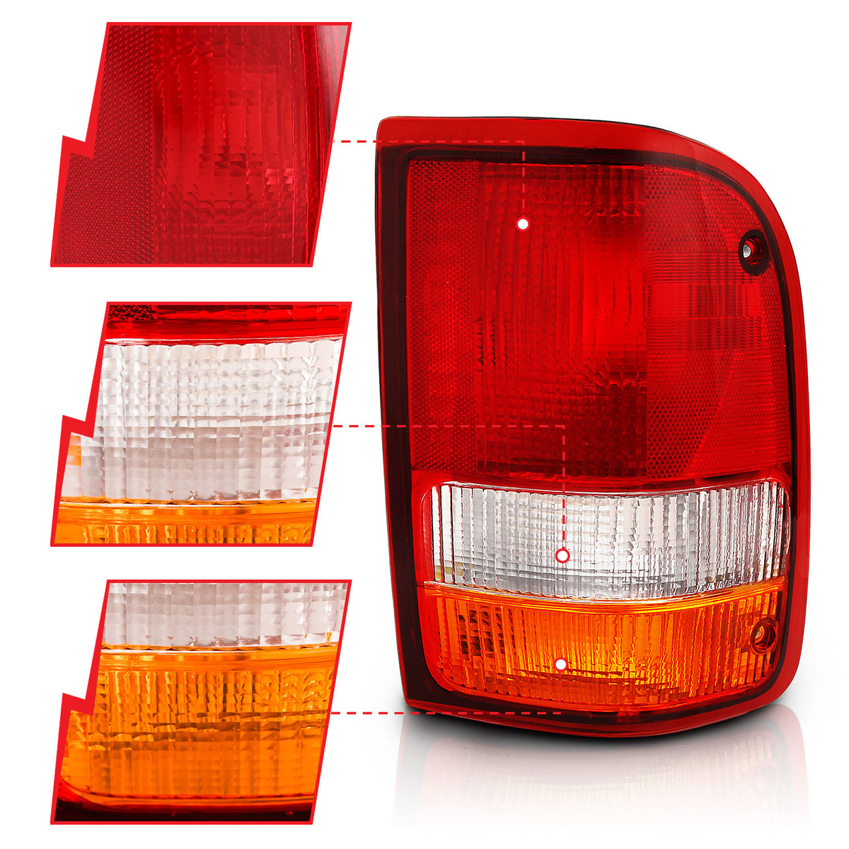 Tail Light Set Red/Clear (Oe) Ford Ranger 1993-1997 AnzoUSA-2