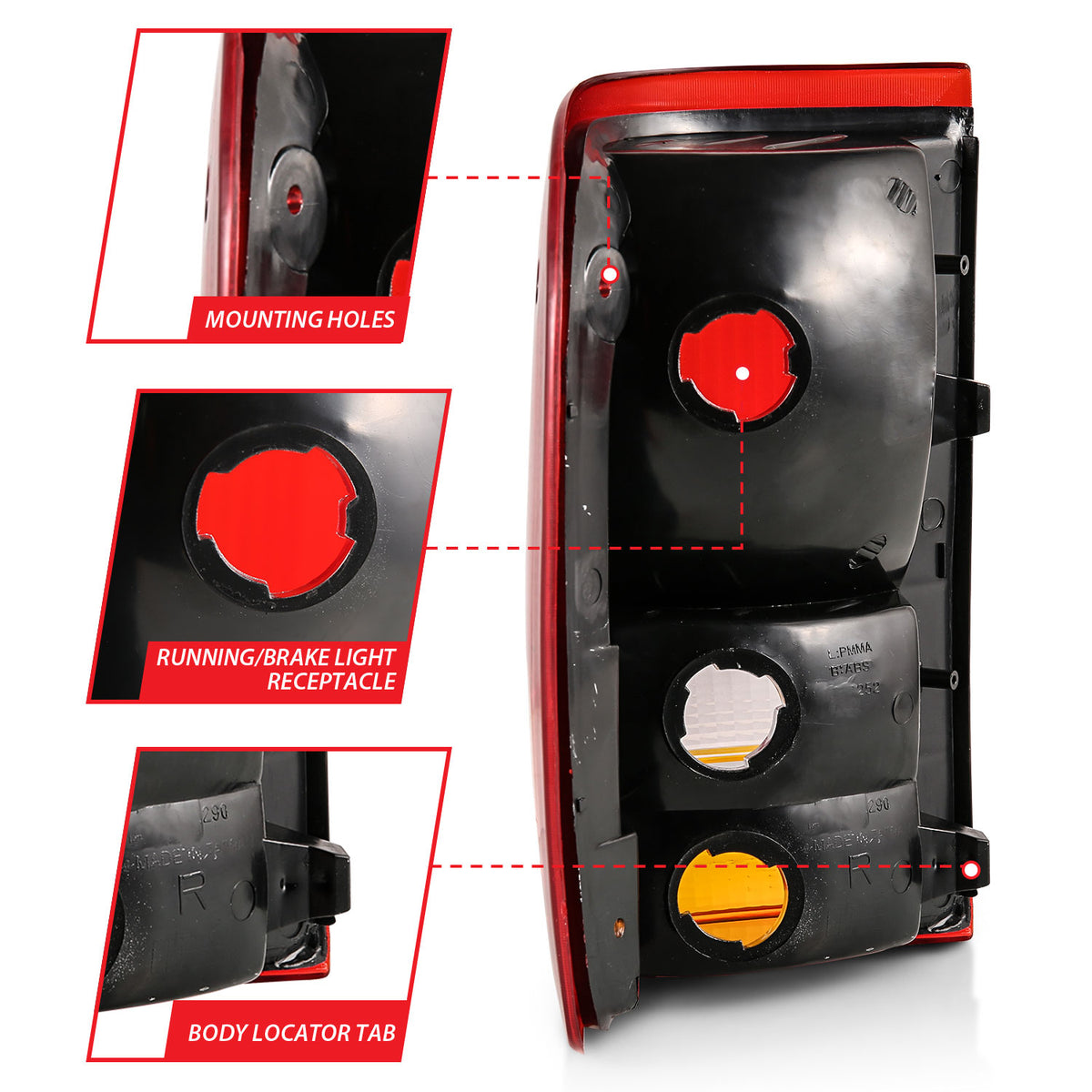 Tail Light Set Red/Clear (Oe) Ford Ranger 1993-1997 AnzoUSA-4
