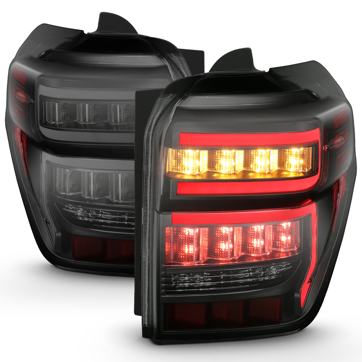 Tail Light Set LED Black Housing Smoke Lens Sequential Pair Toyota 4Runner 2014-2023 AnzoUSA-7