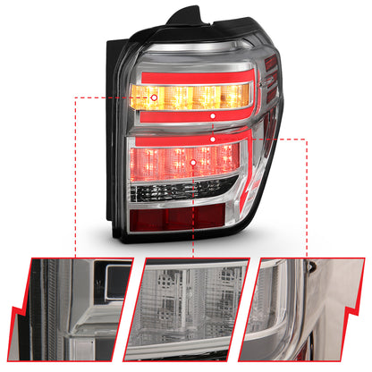 Tail Light Set LED Chrome Housing Clear Lens Sequential Pair Toyota 4Runner 2014-2023 AnzoUSA-2