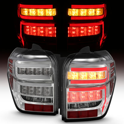 Tail Light Set LED Chrome Housing Clear Lens Sequential Pair Toyota 4Runner 2014-2023 AnzoUSA-6