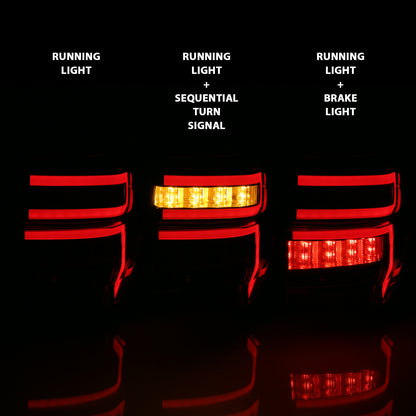 Tail Light Set LED Chrome Housing Clear Lens Sequential Pair Toyota 4Runner 2014-2023 AnzoUSA-7
