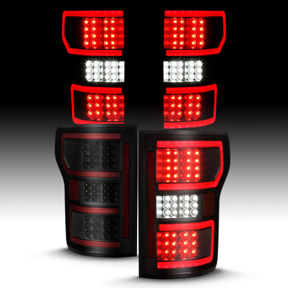 Tail Light Set LED Tail Lights LED Taillight Black (Red Light Bar) (W/ Sequential) Pair Ford F-150 2018-2020 AnzoUSA-1