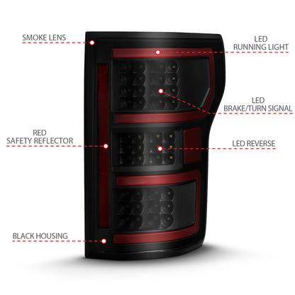 Tail Light Set LED Tail Lights LED Taillight Black (Red Light Bar) (W/ Sequential) Pair Ford F-150 2018-2020 AnzoUSA-3